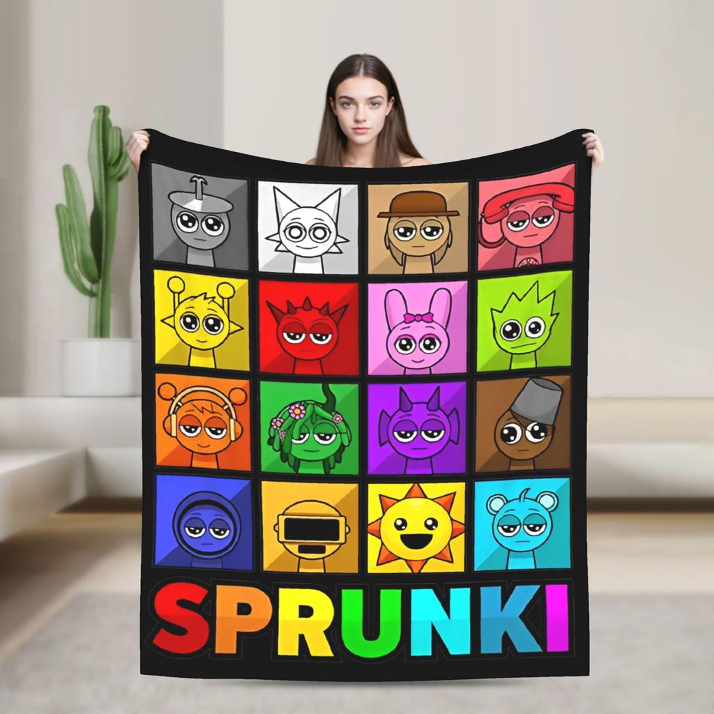 Sprunkis Plush Blanket Cartoon Game  Awesome Throw Blankets for  Sofa Bedding Lounge 150*125cm Plush Thin Quilt