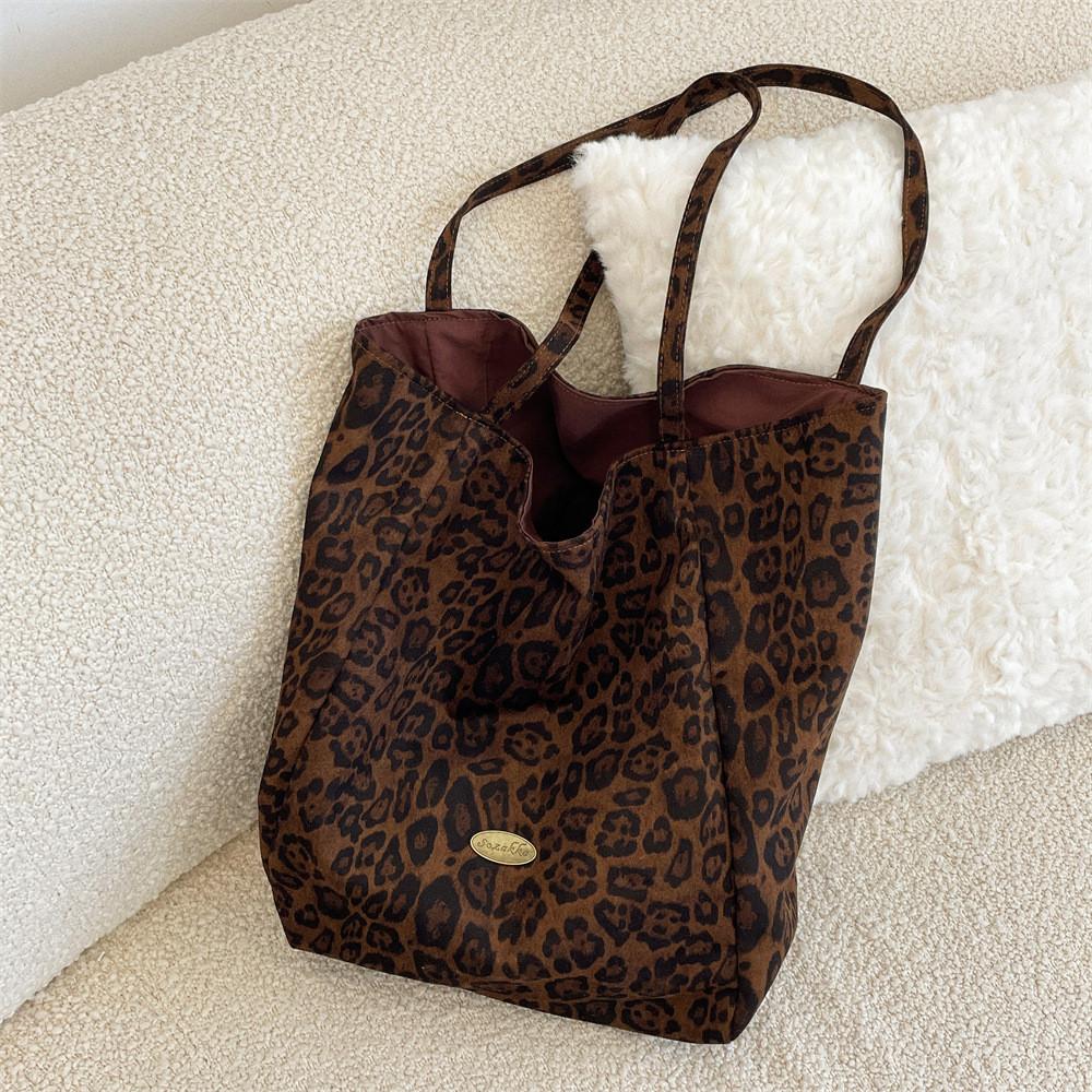 Chic Leopard Print Tote Bag For Women Large Capacity Stylish Shoulder Handbag