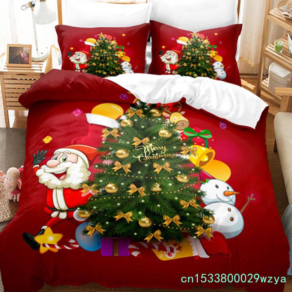 3D Christmas Quilt Cover Bedding Set Duvet Comforter Pillow Case Bed Linens Twin Queen King Double Full Single 3PCS 2PCS Bedroom