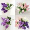 Charming 5 Heads Artificial Hyacinth Fake Silk Flowers Bouquet For Lovely Home And Event Decor
