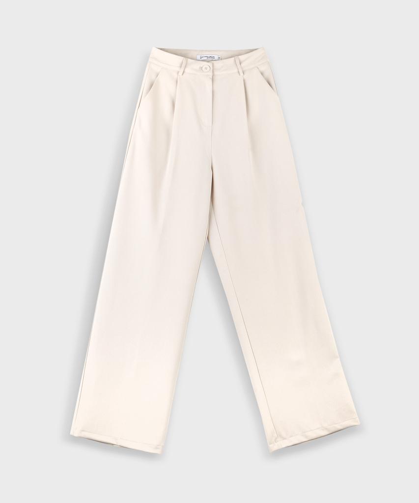 PLACE STUDIO Silky Pintuck Wide Fit Slacks [Beige]