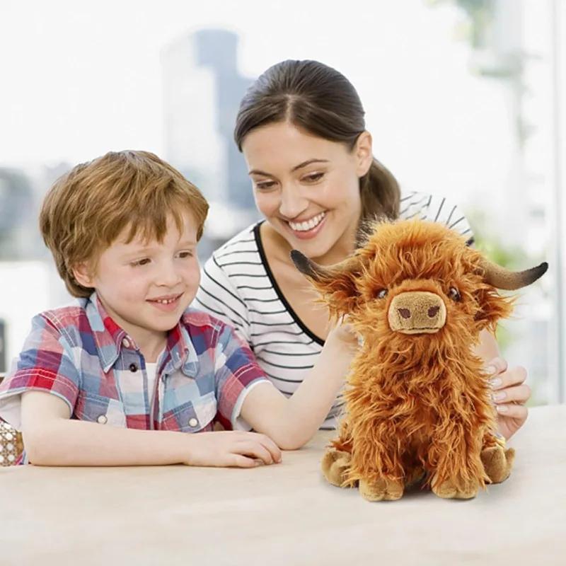 28cm Jumbo Highland Cow Plush Therapeutic Stress Relief Realistic Scottish Cattle Stuffed Animal Gift Adults