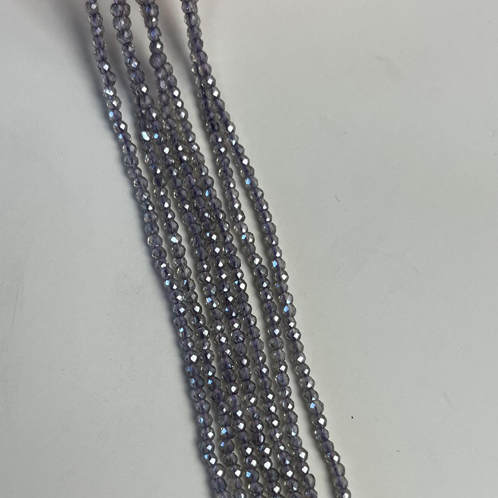 5String, Sparkling Lavender Gray Iridescent Plated Glass Beads 2mm/3mm, Dainty Loose Beads for DIY Minimalist Fairycore Bracelet Jewelry Making 38cm