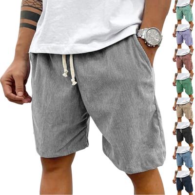 Herren Freizeitshorts Cord Elastischer Bund Fitness Arbeitsshorts Textur Sporthose