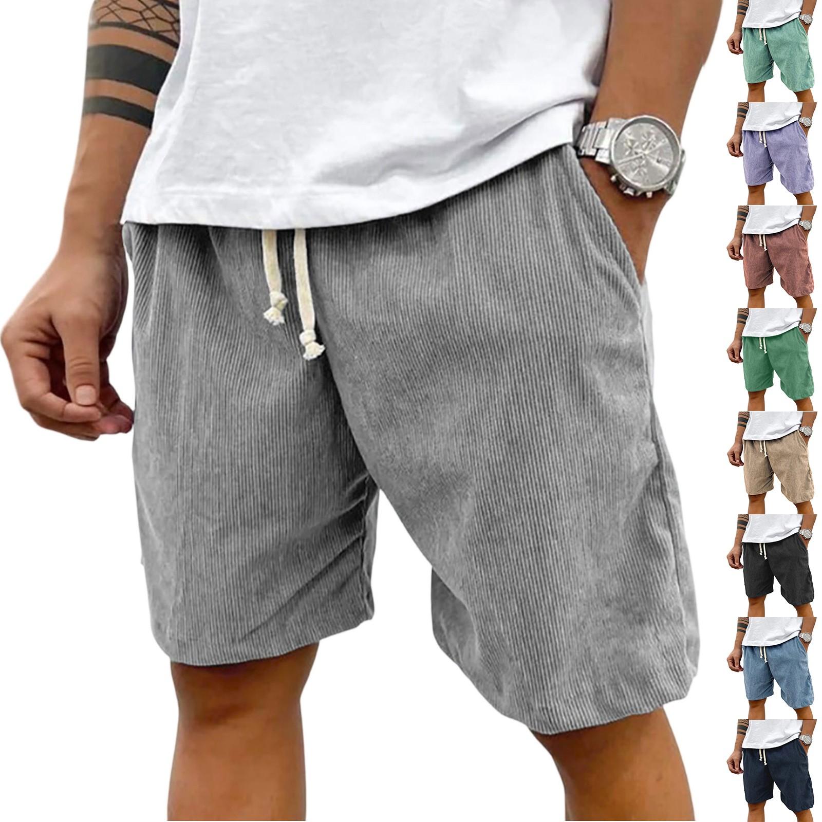 

Men s Casual Shorts Corduroy Elastic Waist Fitness Working Shorts Texture Sport Pants XXXL Темно-синій