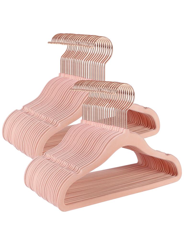 SONGMICS Baby Hangers 50 Pack, Kids Hangers for Closet, 11.8 x 8.1 Inches, Rose Gold 360° Swivel Hooks