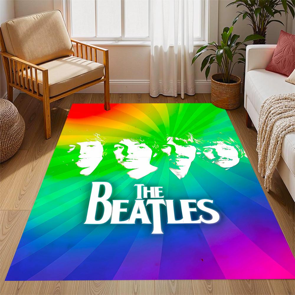 Beatles Rainbow Burst Themed Antislip Durable Polyester Home Decorative Large Size Durable Floor Mat For Living Room Dining Room Doorway Office Desk