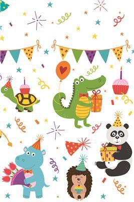 Obrus Papierowy Zwierzęta Urodziny Party 120X180Cm