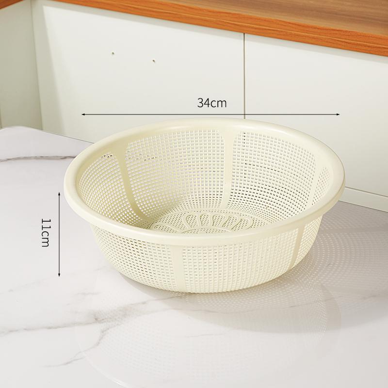 Large Size Plastic Drain Basket Kitchen Vegetable Washing Basket Hollow Out Fruit Basket Round Sieve Rice Cleaning Basket