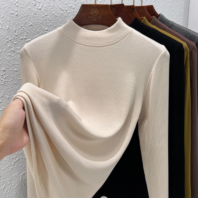 Small Stand-up Collar Bottoming Shirt Women's Inner Top Spring and Autumn New Basic Versatile Slim-fitting Long-sleeved T-shirt Women