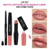 Three-in-One Matte Lipstick Set: Lipstick, Lip Liner, and Moisturizing Lip Gloss