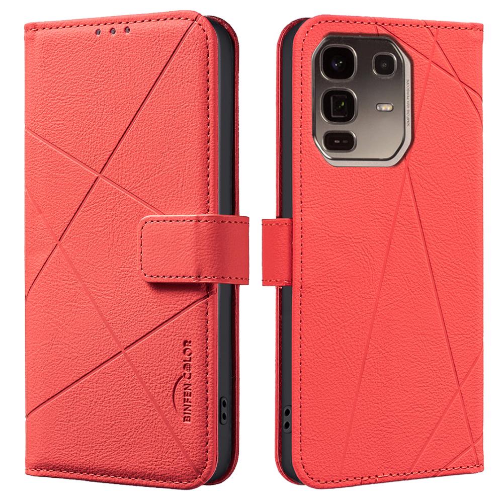 For Infinix Note 50 Pro+ 5G Case BINFEN COLOR BF35 Geometry Imprinted Leather Phone Cover RFID Blocking Wallet Stand