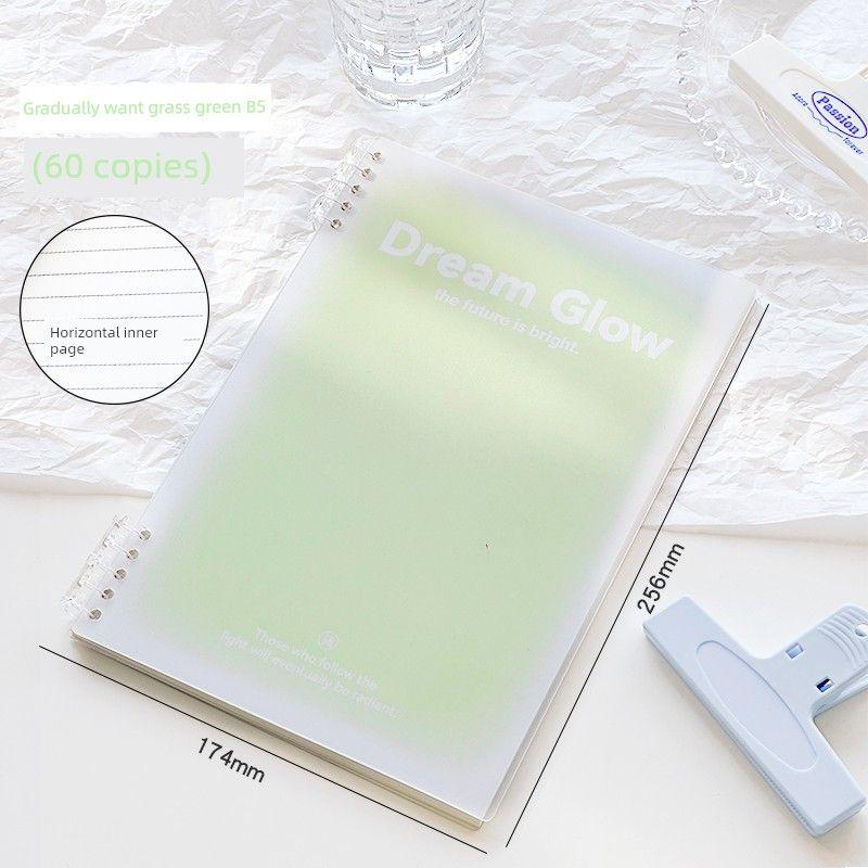

B5 Loose Spiral Notebook Removable Good-looking Thickened Notebook Book Minimalist A5 Notepad for College Students Gradient grass green B5(60 sheets/book)