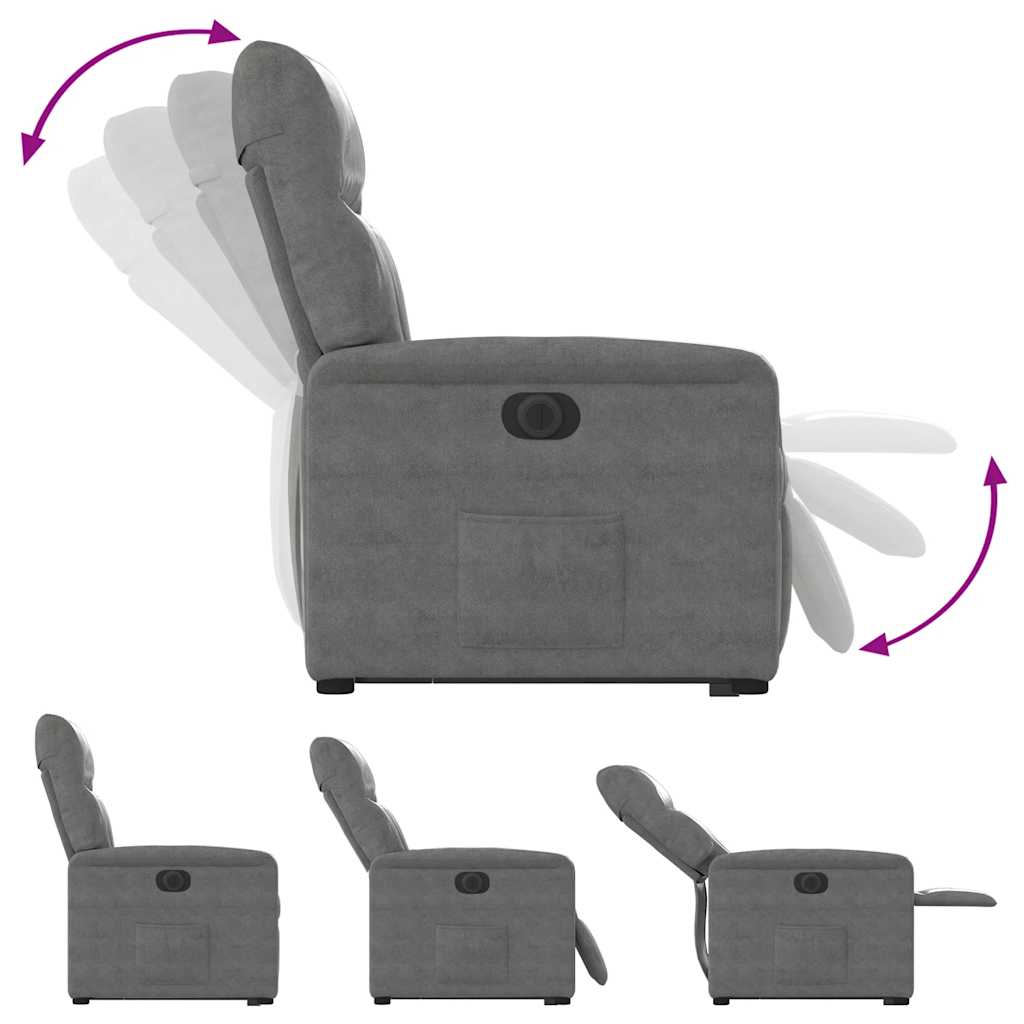 Recliner Chair with Electric Lift Assistance Dark Grey Microfiber Fabric