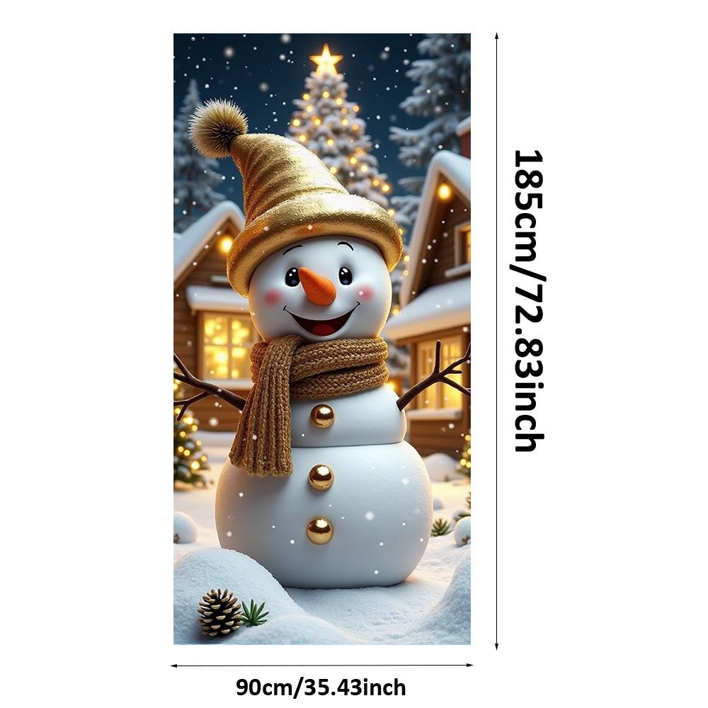 

Сніговик Різдвяний дверний банер - святкова накладка на передні двері, поліестерові святкові прикраси для внутрішнього та зовнішнього використання