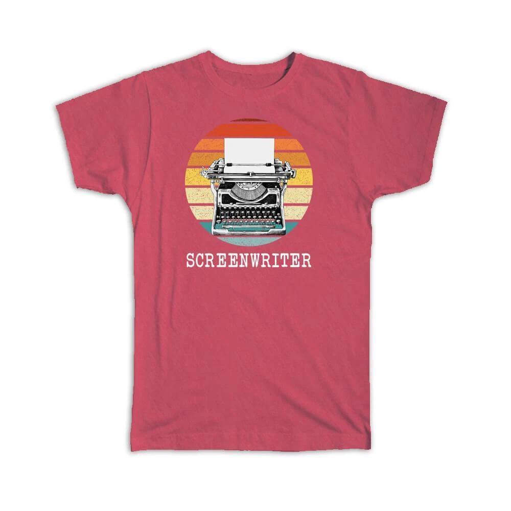 

Gift T-Shirt : Vintage Typewriter For Best Screenwriter Movie Producer Retro 4XL