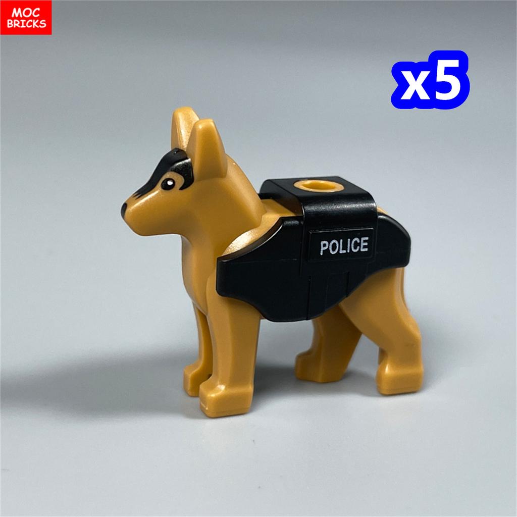 Non-Toxic Moc Bricks Police Dog Animal Shepherd Dalmatian Poodle City Model Building Blocks Educational Toys Children'S Gifts