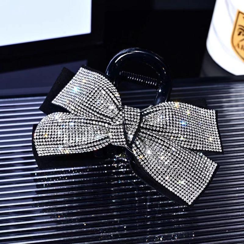 

Корейский стиль черный серебристый цвет бант заколки для волос заколки для женщин стразы зажимы клип головной убор для девочек ювелирные изделия one size белый