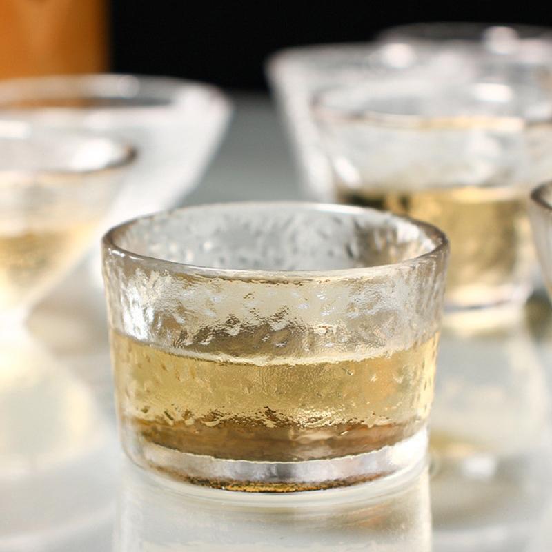 Japanese-Style Handmade Hammered Glass Small Teacup Sake Cup Tea Glass Cup