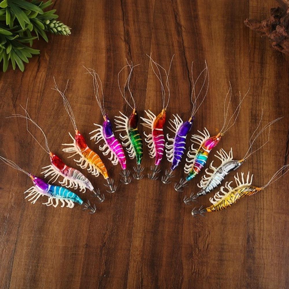 105mm 11g/80mm 7g Squid Jig Luminous Horizontal Artificial Calamar Webfoot Wood Shrimp Slow Sinking Lure Cuttlefish Fishing