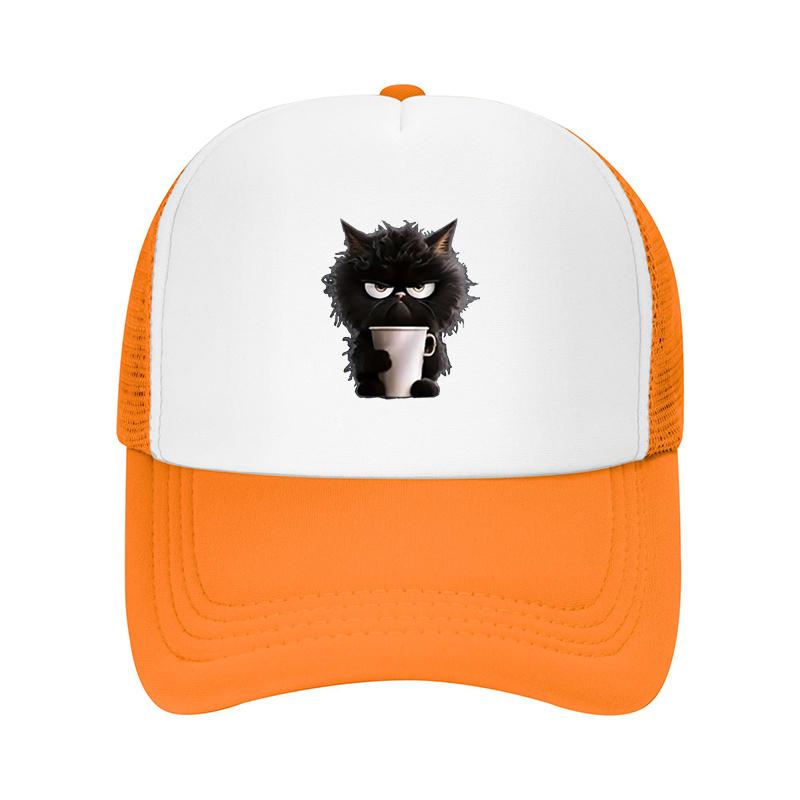 Cup Black Cat Printed Baseball Cap Fashionable and Multifunctional Duckbill Cap Adjustable and Trendy