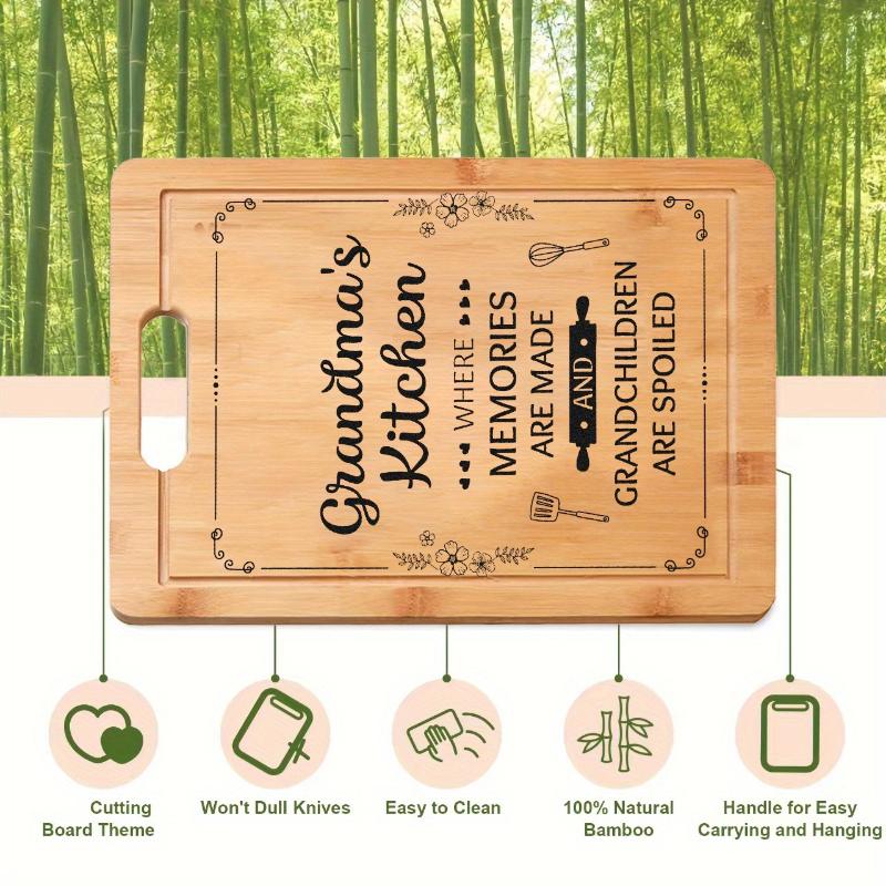 Nanmu Laser - Engraved Cutting Board, Custom Pattern with Handle, Kitchen Chopping Board Grandma Birthday Mothers Day Gifts From