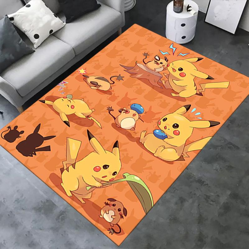 Office Carpet Pikachu and Eevee Patterned Sofa Rug, Chair Mat for Protection