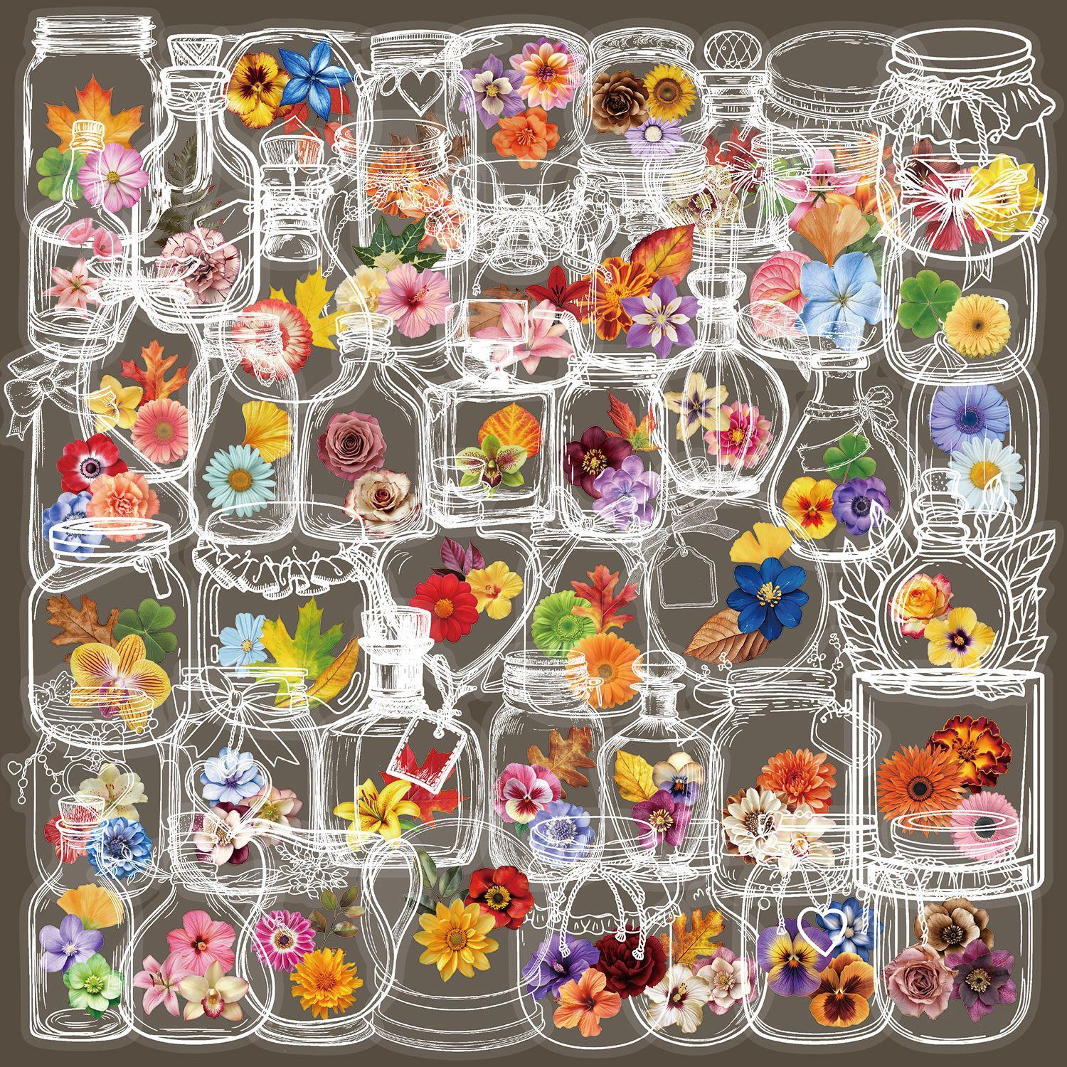 

Набор из 50 прозрачных мультяшных наклеек с сушеными цветами в бутылках, водонепроницаемые прозрачные ПЭТ, материал для ручной работы, декоративные для гитары, блокнота