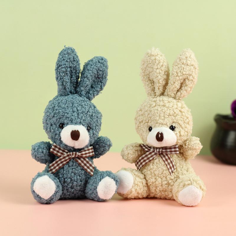 Cartoon Lovable Style Rabbit Plush Toy With Bow Tie Ideal For Backpacks And Keychains