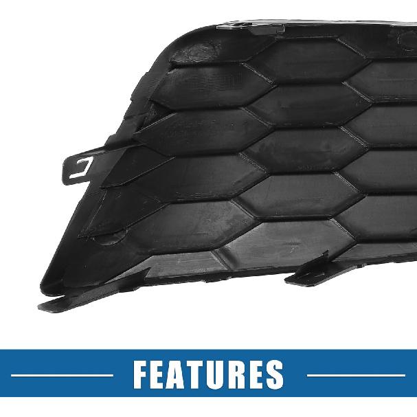 Car Front Fog Light Cover Grille No.622574AF0B/622564AF0B for Nissan Sentra 2016-2019 ABS Plastic Black (Set of 2)