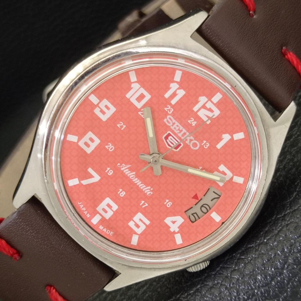 

USED VINTAGE SEIKO 5 AUTOMATIC 7009A JAPAN MENS PEACH COLOR DIAL WATCH a434909-2 R122-a434909