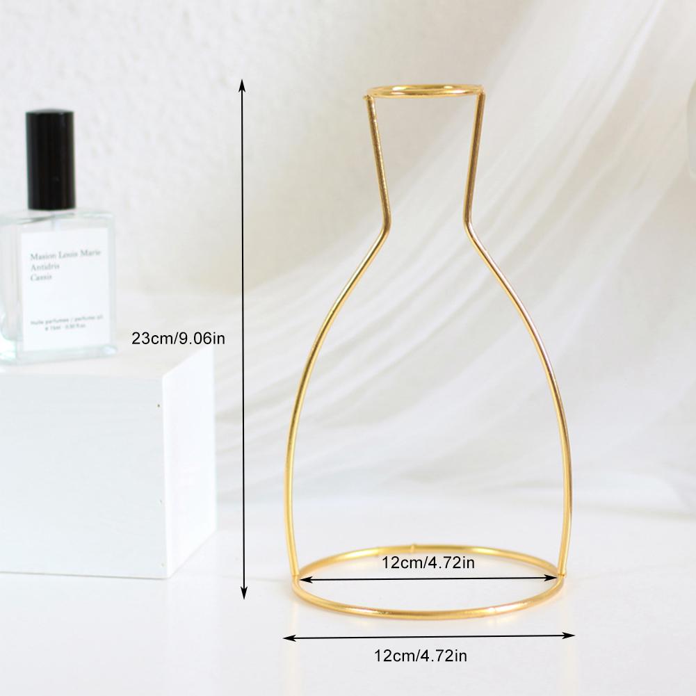 Neue nordische kreative Vase Home Decor Goldene Glasvase Hydrokulturpflanzenhalter Eisenlinie Blumen Ornament Home Gartendekoration
