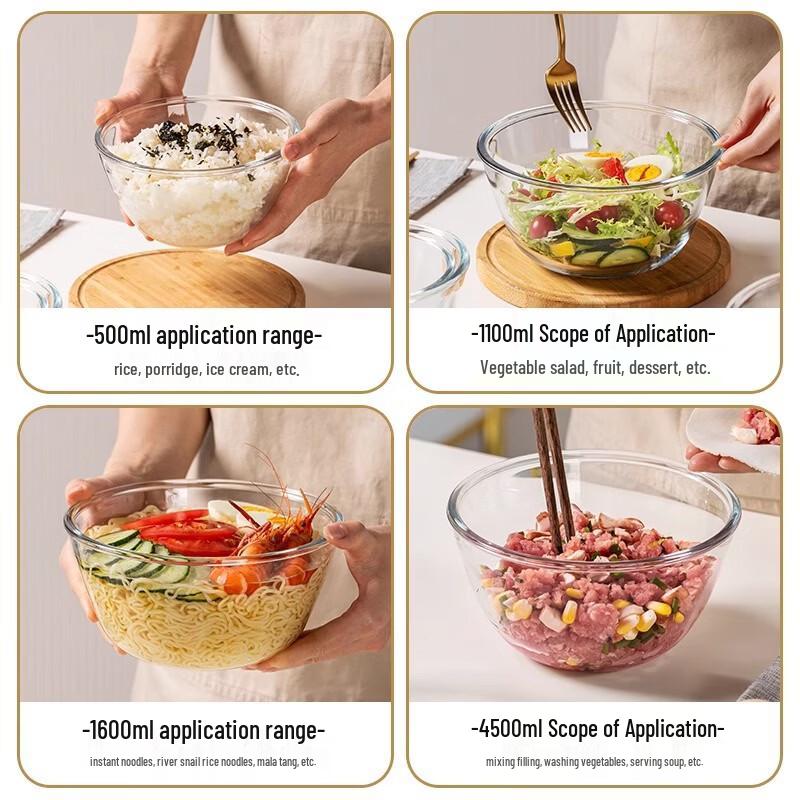 Xihe Thickened High Borosilicate Glass Salad Bowl
