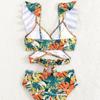 Damski Retro Nadruk Letni Push-Up Kostium Kąpielowy Wysoki Stan Zestaw Bikini Strój Kąpielowy Odzież Plażowa Damski Kostium Kąpielowy na Wakacje KTB