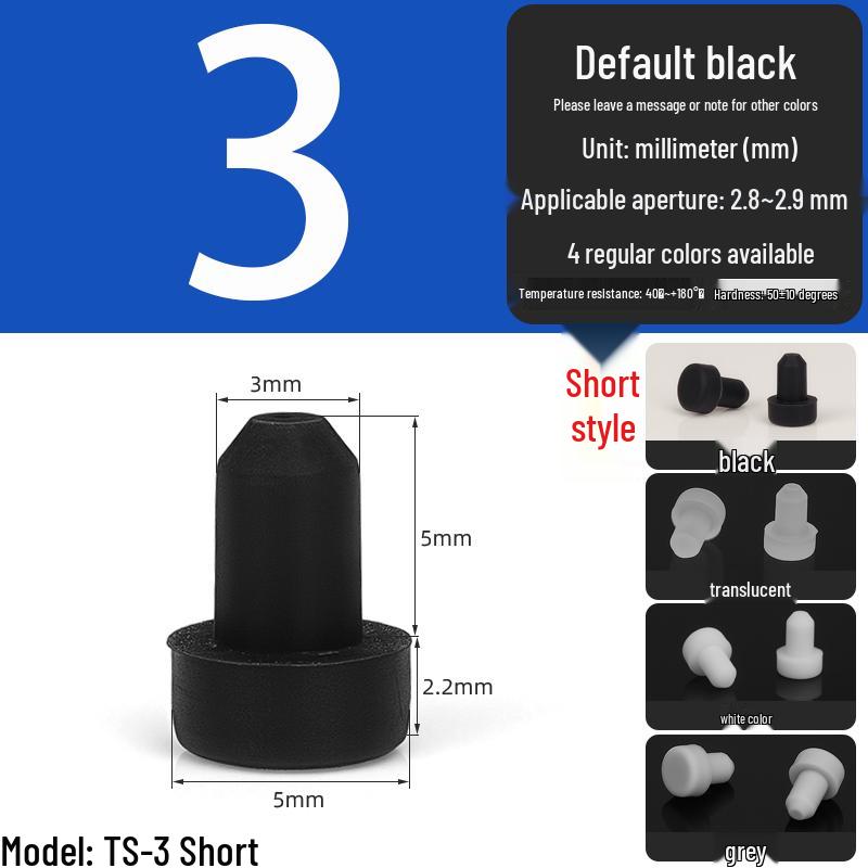 Black High-Temperature Resistant T-Shaped Silicone Stopper - Round Hole Rubber Gasket & Shock-Absorbing Blind Plug