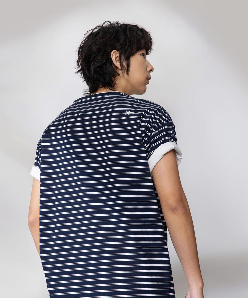 Keonbeoseu Striped Logo Loose Fit T-Shirt Obsidian Ucj690-695