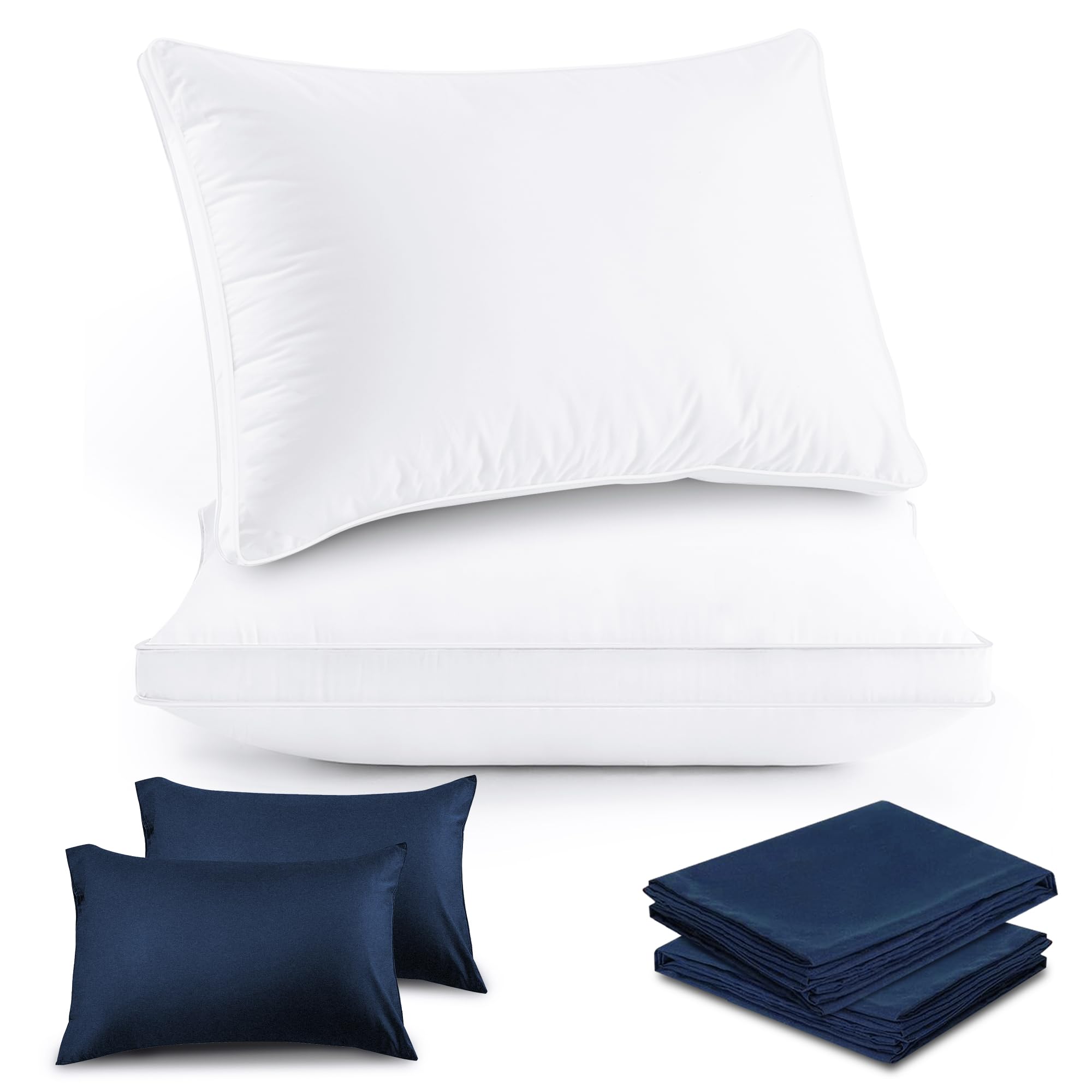 

Exclusive Bolinker Soft 2 2 Navy [Amazon Brand] Pillow, 100% Cotton, Hotel-Friendly, Breathable, High-Resilience, Washable, Double-Sided, (436320