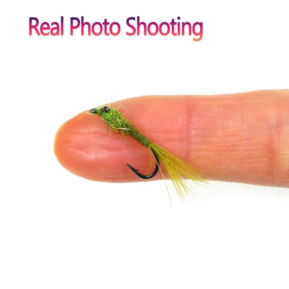 8PCS 12# Chainbead Eyes Flashback Marabou Damselfly Nymph Olive Hackle Nymphs