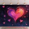 2D Flat Cosmic Love Backdrop Large Abstract Heart On Starry Sky Background Cloth