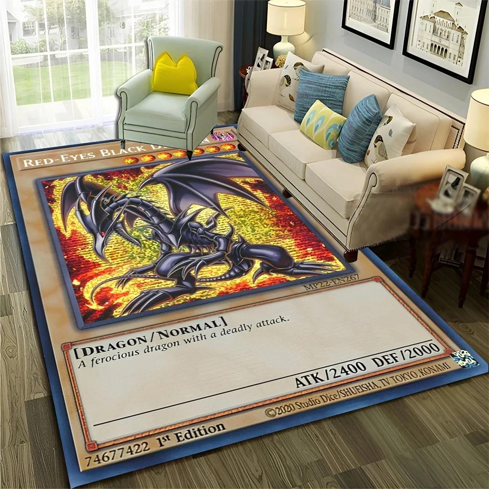 Y-Yu-Gi-Oh Monsterkarte Anime Teppich Cartoon Fußmatte für Wohnzimmer und Schlafzimmer Dekorative Fußmatte Kinderbereich Teppich Rutschfester Teppich
