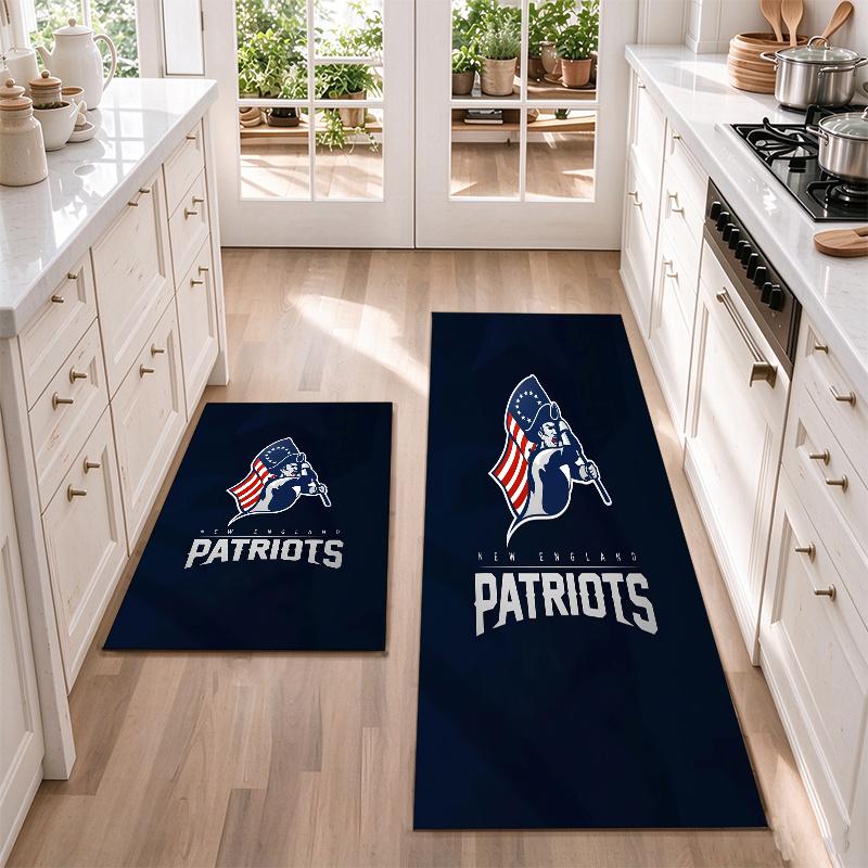 New England Patriots Flannel Kitchen Floor Mat – Non-Slip, Absorbent and Easy to Clean Suitable for Kitchens, Entryways Bedroomsand Bathrooms