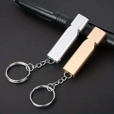 Sifflet de Survie Double Fréquence en Alliage d'Aluminium Plat Double Tube Outdoor Survie Équipement Outil EDC Équipé