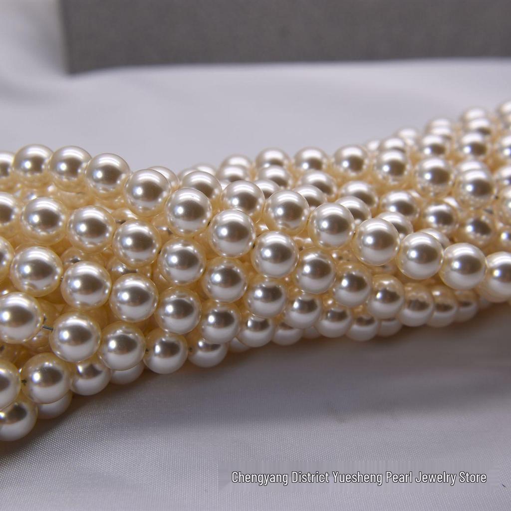 High-Gloss Imitation Pearl Beads for DIY Jewelry – Round, Pierced, Baked Paint Finish, Loose Beads in Stock