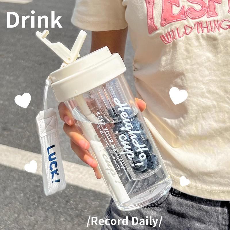 High-Temperature Resistant Summer Straw Cup - Stylish Plastic Tea and Water Separation Cup for Girls