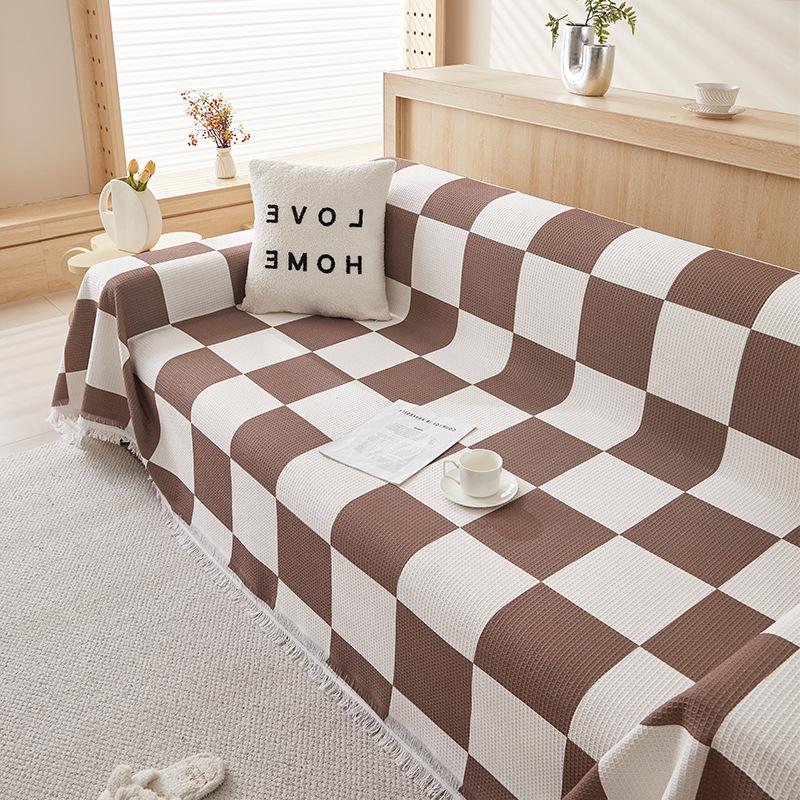 High-Grade Chessboard Waffle Universal Sofa Towel Cover Cloth One-Piece Sofa Cover All-Inclusive Sofa Blanket Four Seasons Universal