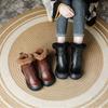 New Autumn and Winter Medium Tube Warm Velvet Thickened Leather Women's Boots Non-slip Soft Bottom Comfortable Breathable Side Zipper