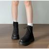 Mode Mode Damen Komfortstiefel mit dicker Sohle Vielseitige Plateau-Kurzstiefel für Herbst Winter Damenschuhe Retro Schnür-Botines