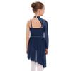 Children’s Dance Dress One Shoulder Long Sleeve Mesh Patchwork Spaghetti Straps Irregular Hem Asymmetrical Style for Lyrical Routine