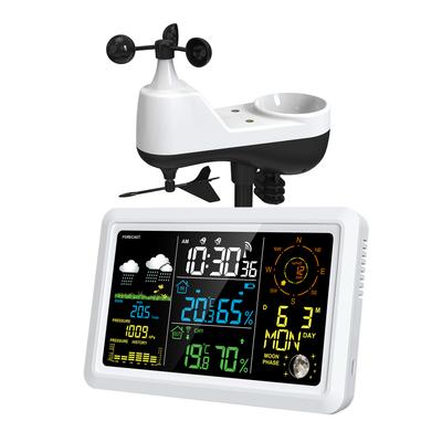 Stație Meteo cu Senzor Exterior Termometru Interior Exterior cu Ecran LCD VA de 7,5 inch Vreme