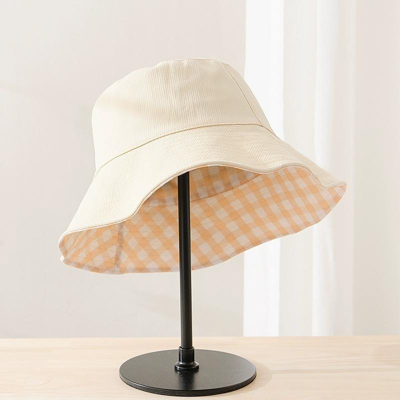 Summer Wide Brim Sun Hat Women's Foldable Travel Packable Bucket Hat Japanese UV Sunscreen Two Side Beach Hat Fisherman